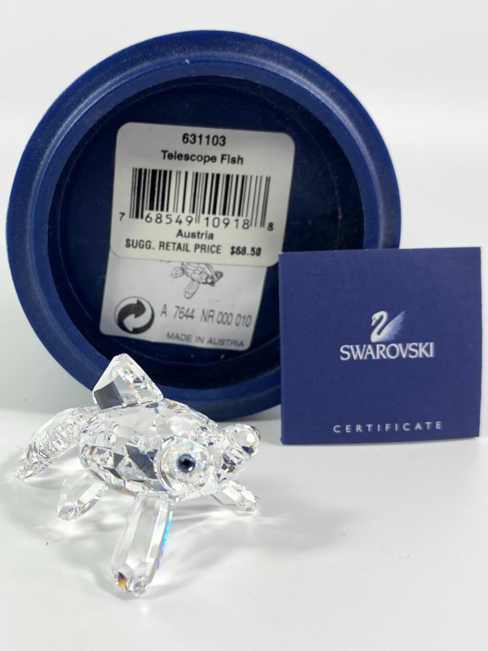 Swarovski Telescope eye Gold Fish with Box and CoA